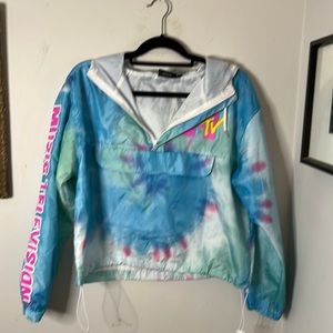 MTV Cropped Tie Dye Windbreaker M
